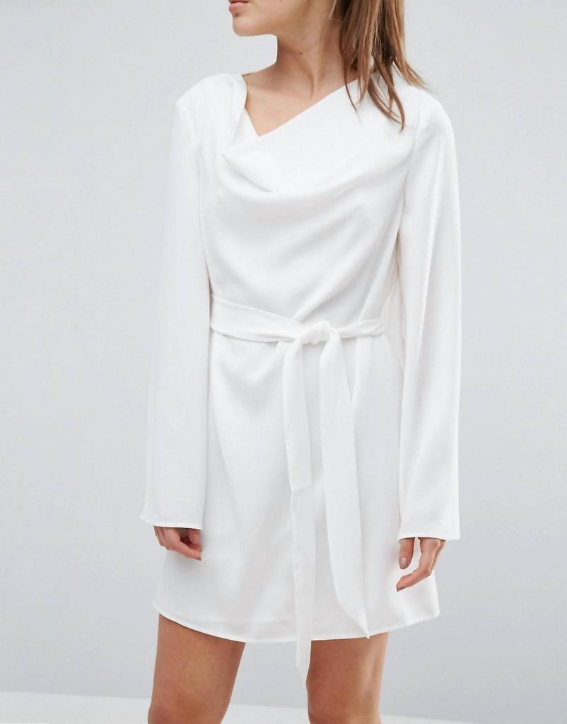 C/MEO COLLECTIVE Women Interrupt Tie Belt Mini Dress In White