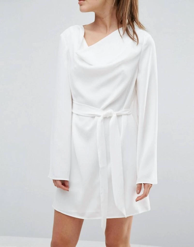 C/meo Collective Women Interrupt Tie Belt Mini Dress In White 2