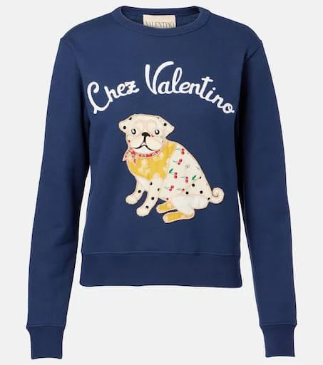 Valentino Embroidered cotton jersey sweatshirt 1