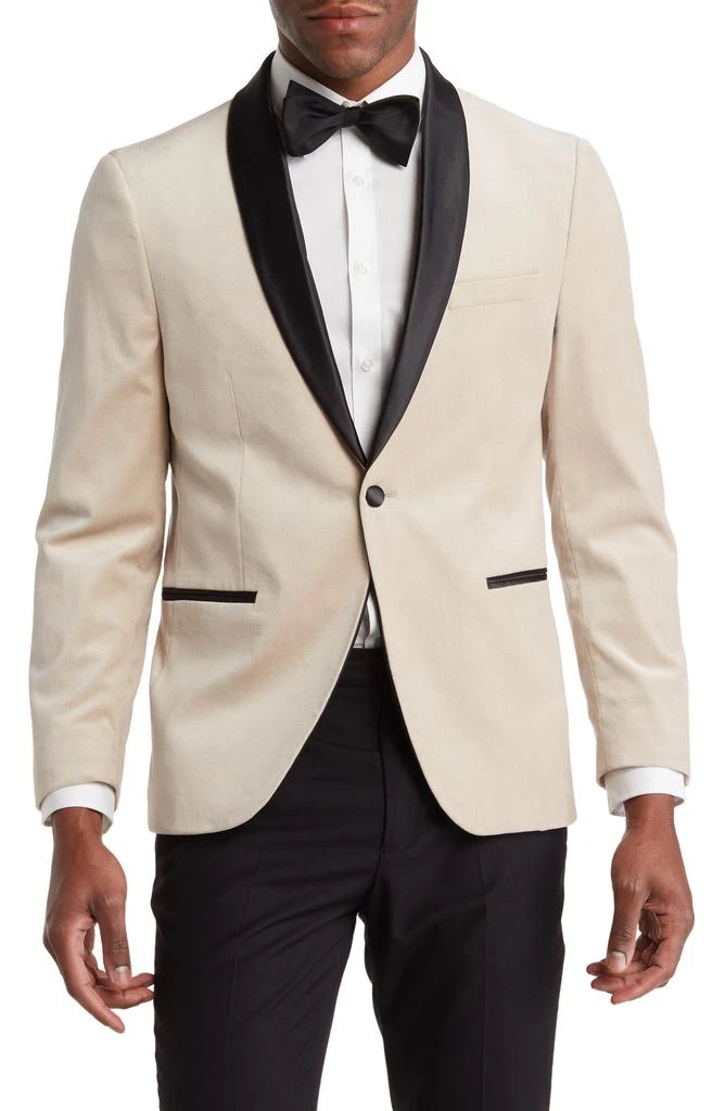 SAVILE ROW CO Satin Lapel Velvet Blazer 1