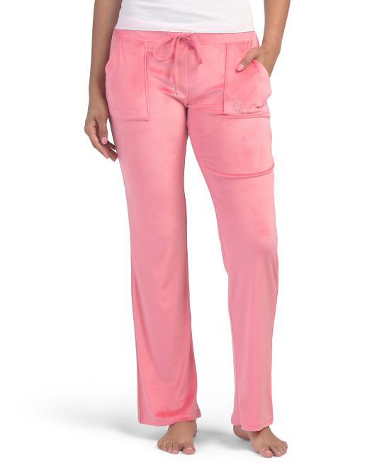 Juicy Couture Velvet Fleece Lounge Pants With Rhinestone Detail