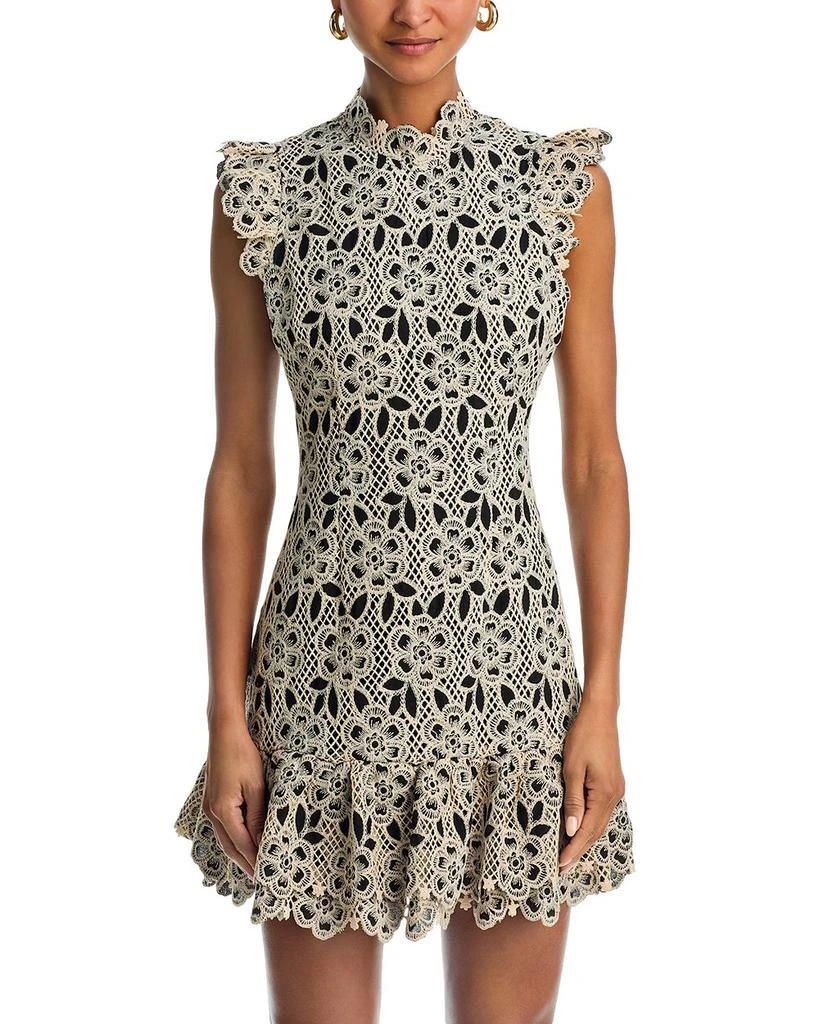 AQUA Floral Mock Neck Mini Dress - Exclusive 7
