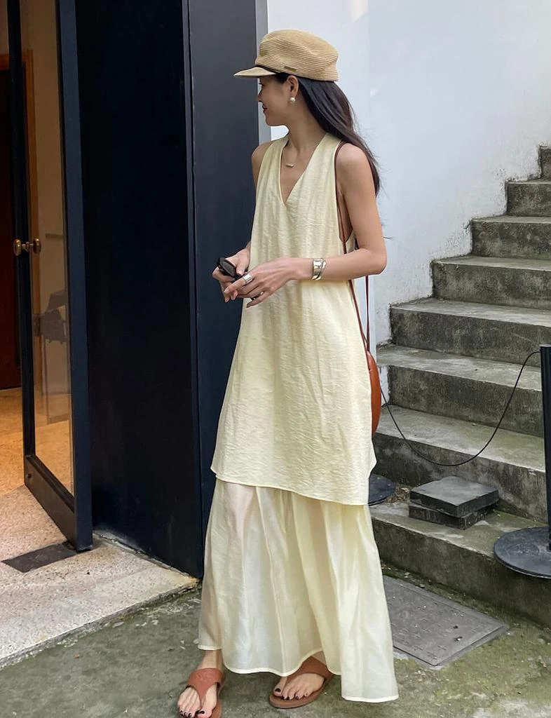 Pixie Market Dakota Layered Dress in Pale Yellow 2