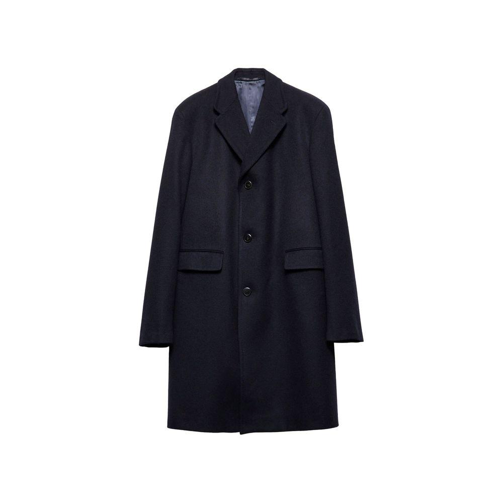 コート PRADA Midnight blue wool blend coat (P536PSOOO13FY F0008) Prada Midnight Blue Wool Blend Coat | italist