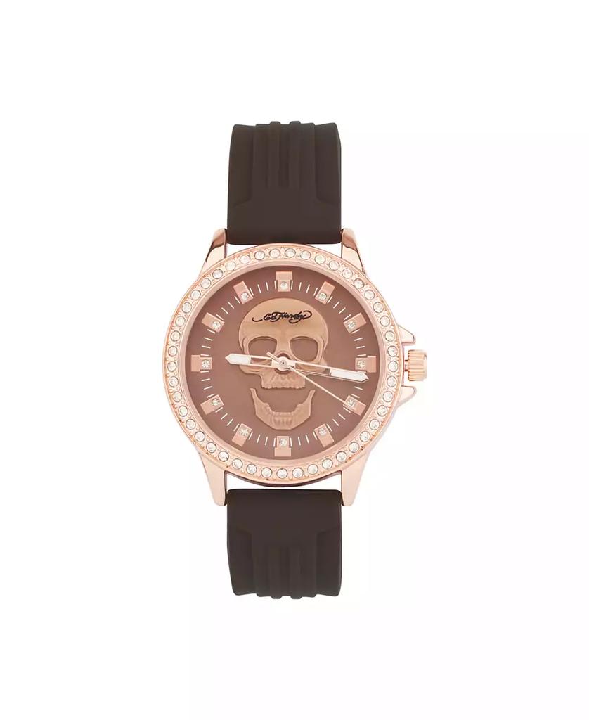 Ed Hardy Women's Quartz Matte Brown Silicone Strap Analog Watch