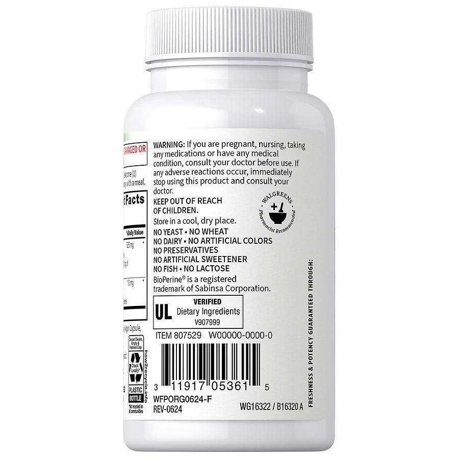 Walgreens Free & Pure Lion's Mane Mushroom Capsules 2