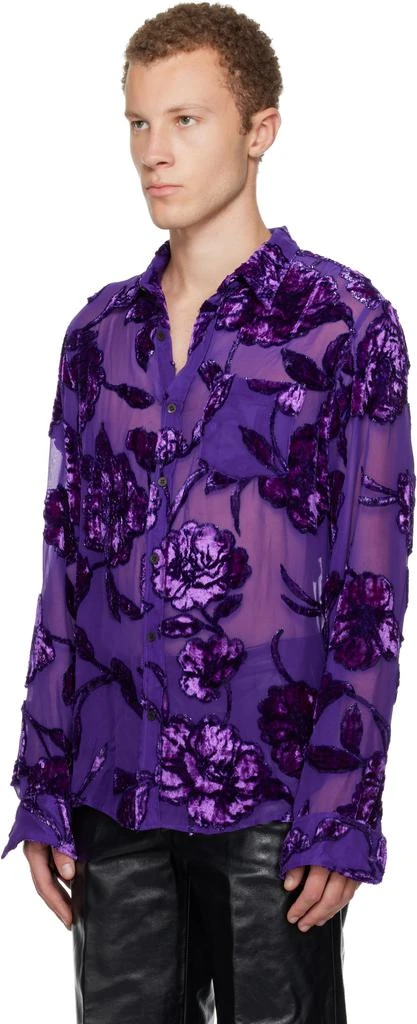 Dries Van Noten Purple Fitted Sheer Shirt 4