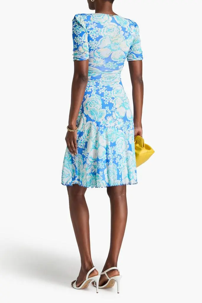 Diane von Furstenberg Koren reversible ruched floral-print mesh dress 3