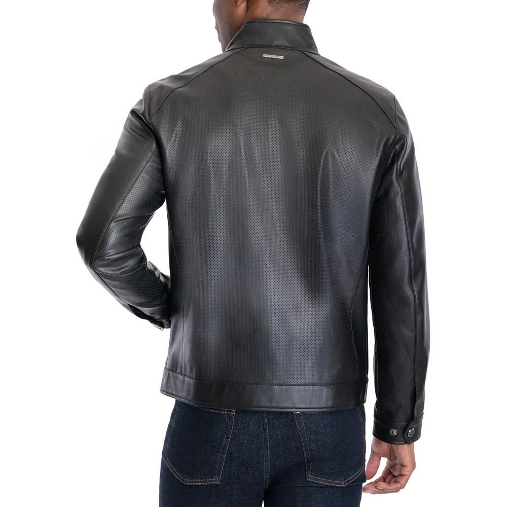 Michael Kors Men's Perforated Faux Leather Moto Jacket, Created for Macy's 6