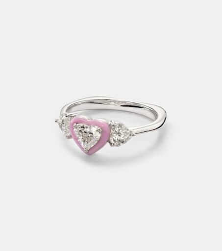 Kamyen 18kt white gold and enamel ring with diamonds