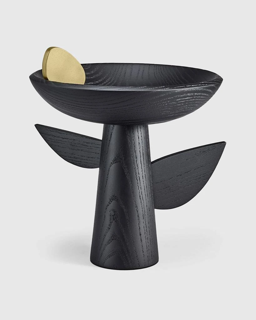 L'Objet Kelly Behun Leaf Black Oak Footed Bowl with Brass 4