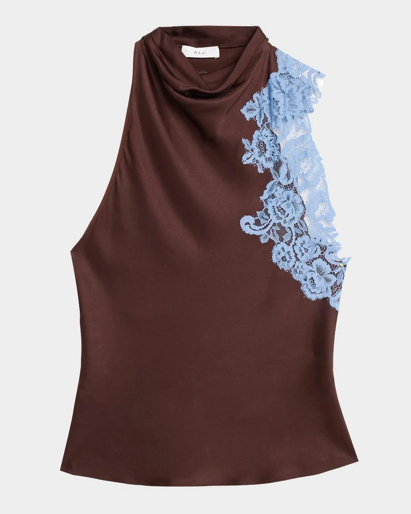 A.L.C. Rose Lace-Embroidered Cowl-Neck Top