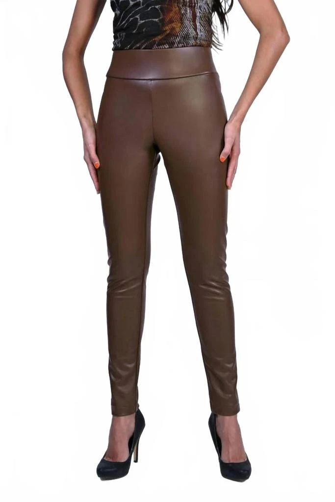 Frank Lyman Faux Leather Leggings In Toffee