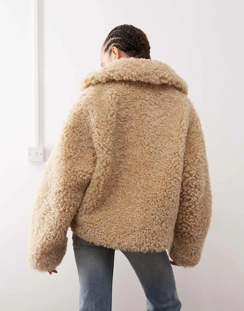 Weekday Weekday Yara faux fur jacket in beige 3