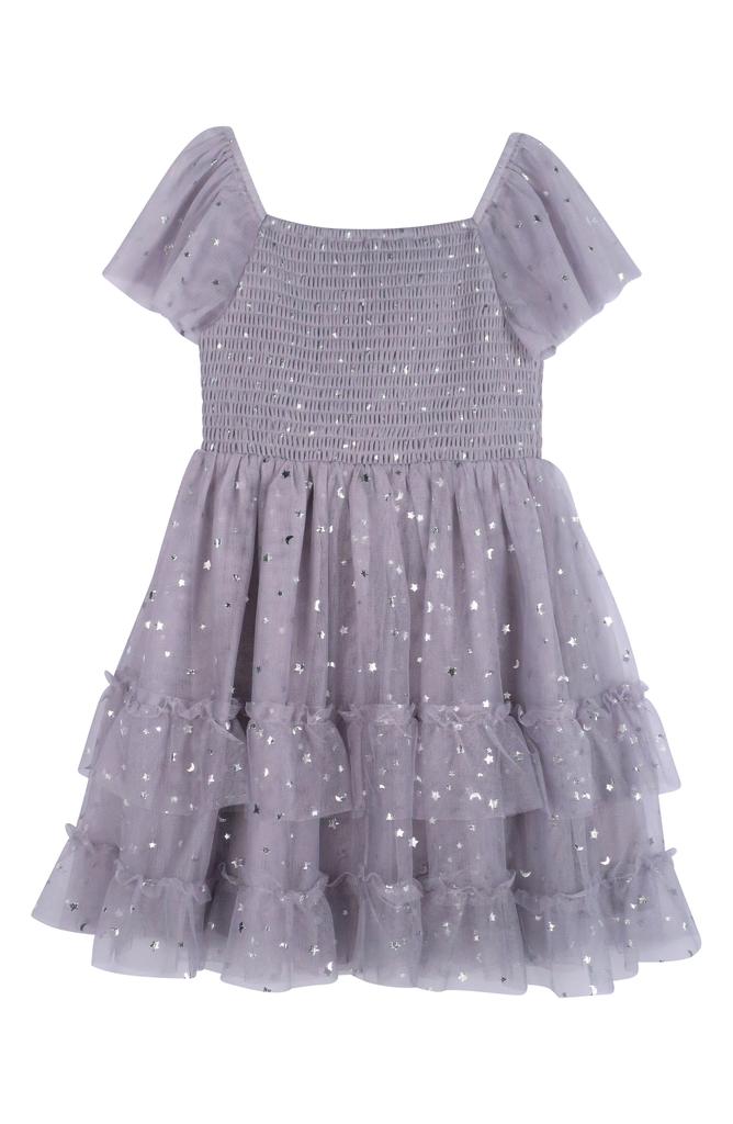 Zunie Kids' Sparkle Flutter Sleeve Mesh Dress