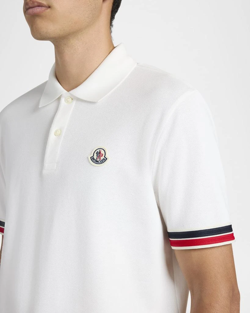 Moncler Men's Striped-Trim Pique Polo Shirt 5