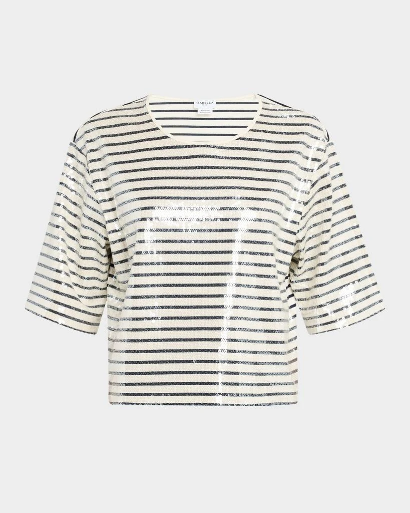 Marella Gardone Boxy Striped Sequin Tee 1