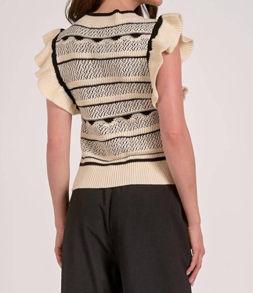 Elan Elan - Flutter Sleeve Knit Tank Sweater
