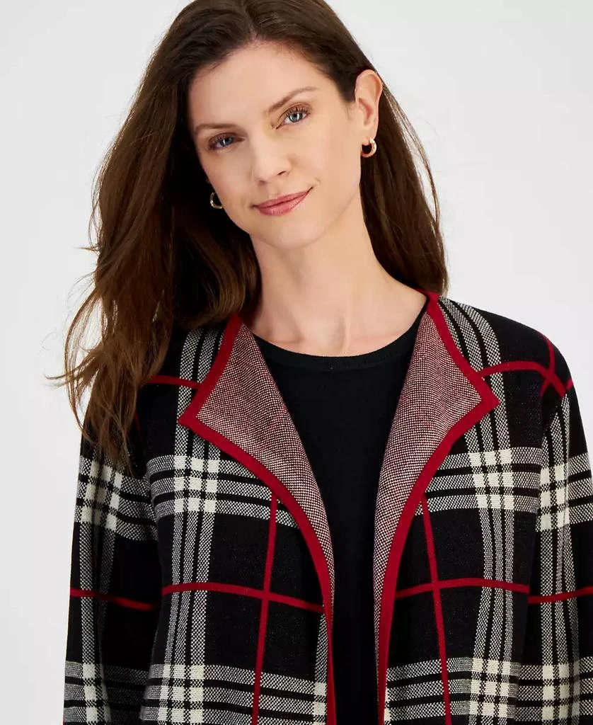 Kasper Women's Plaid Open-Front Cardigan 4