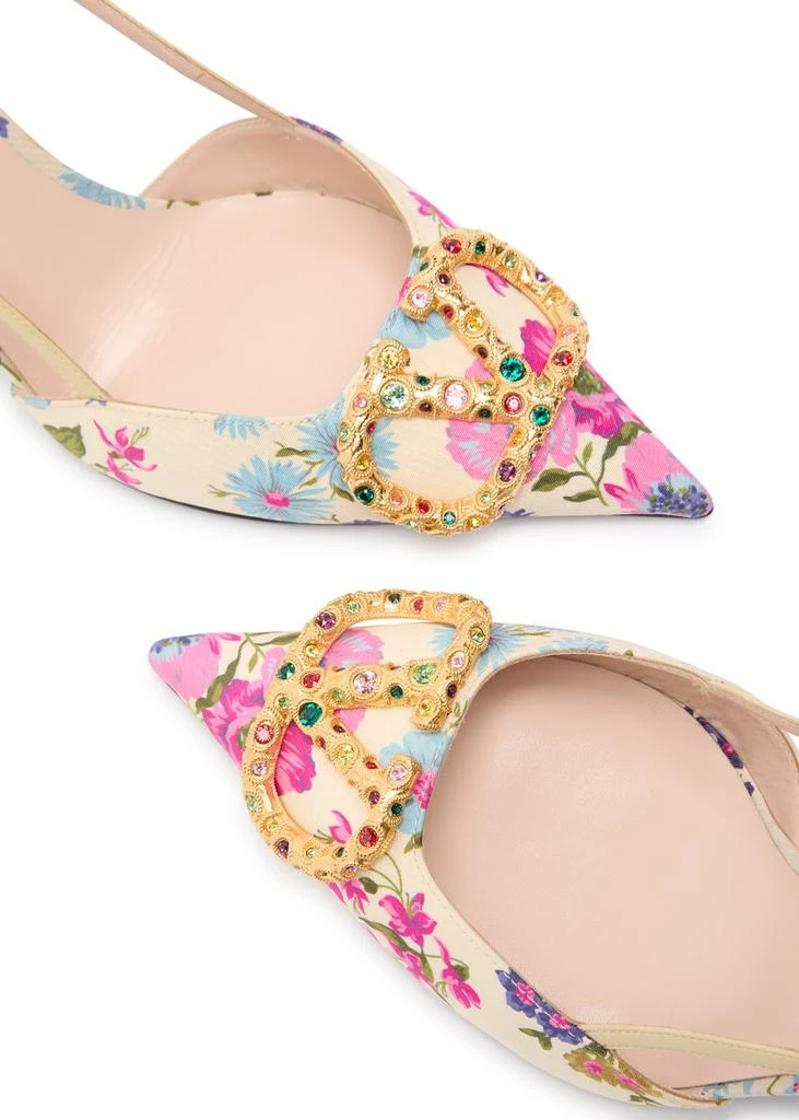 Valentino VLogo 80 floral-print slingback pumps 4