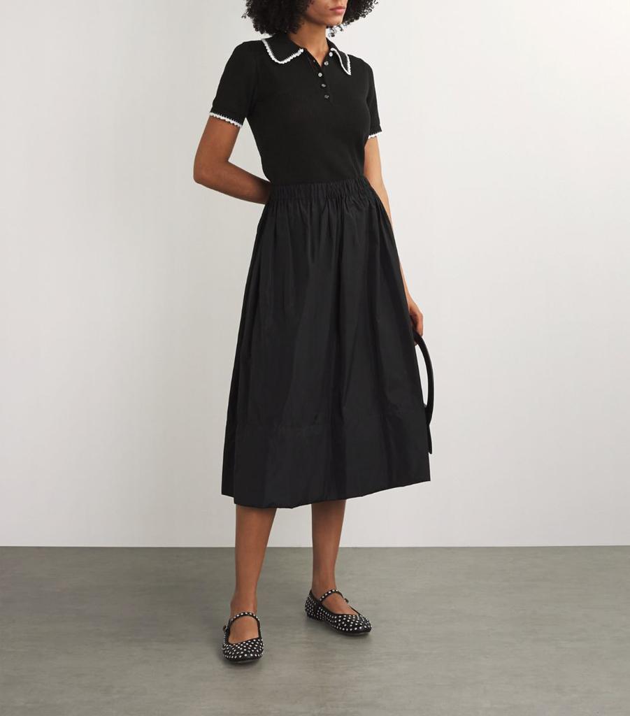 Maje Cotton Scalloped Collar T-Shirt BLACK 4 - T-Shirts Maje Cotton Scalloped Collar T-Shirt BLACK 4 - T-Shirts