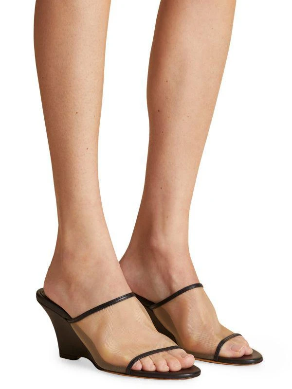 Khaite Marion 75MM Leather-Nylon Wedge Mules 5