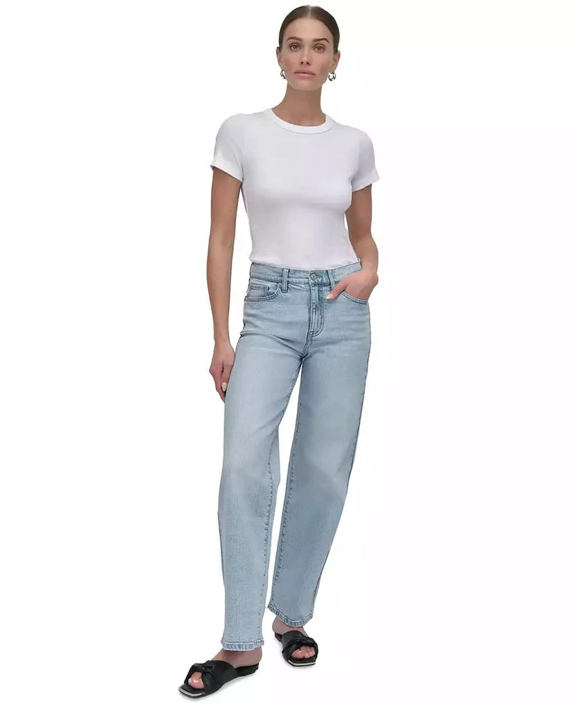 DKNY Women
s High-Rise Tailored Wide-Leg Jeans 1