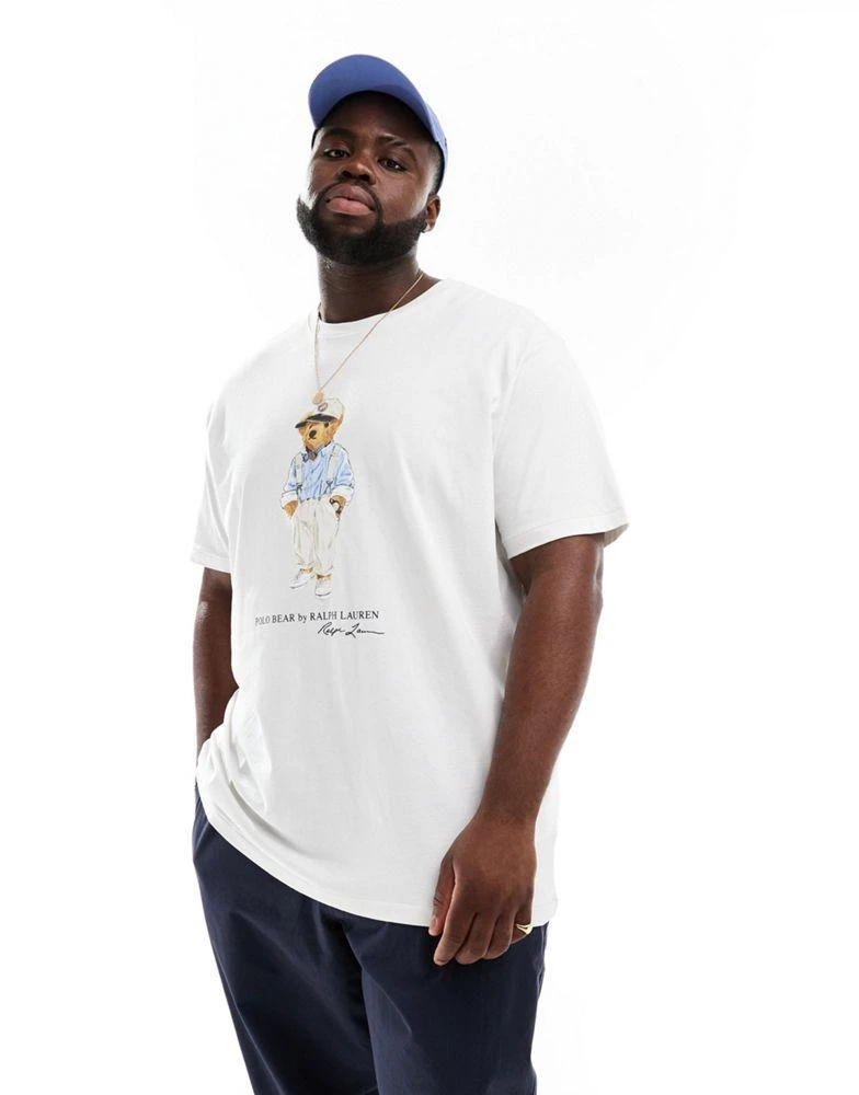 Ralph Lauren Polo Ralph Lauren Big & Tall hemingway bear print t-shirt classic oversized fit in off white 1