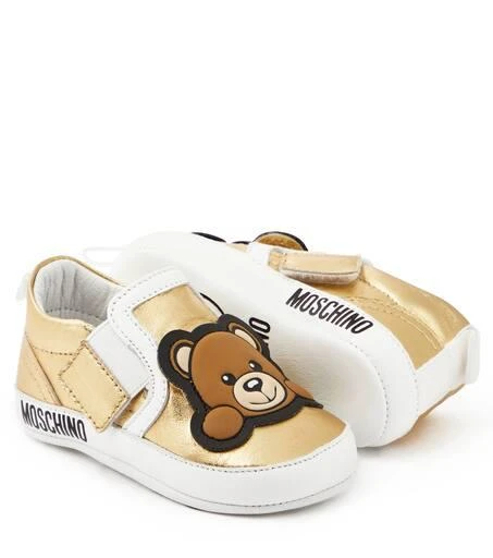 Moschino Baby logo metallic leather sneakers 5