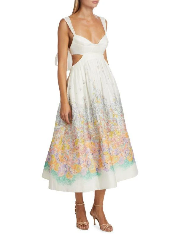 Zimmermann Floral Silk & Linen Bralette-Style Dress 3