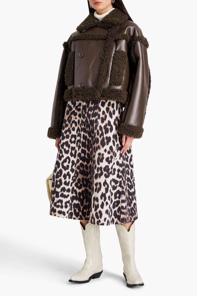 STAND STUDIO Kristy cropped double-breasted faux shearling jacket