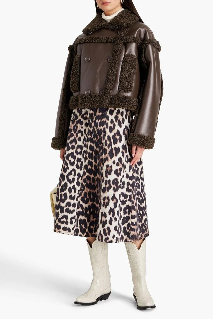 STAND STUDIO Kristy cropped double-breasted faux shearling jacket 2