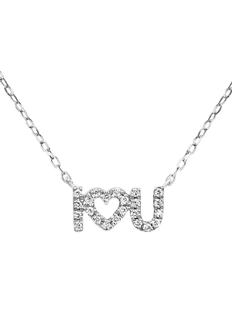 DJULA 18K White Gold &amp; Diamond 'I Love U' Pendant Necklace 1