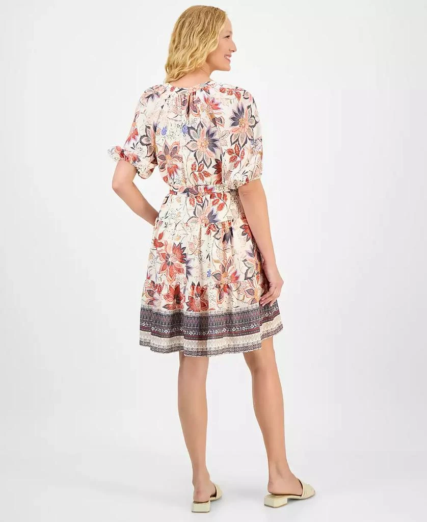 julia jordan Women's Printed Puff-Sleeve Tie-Waist Dress 5