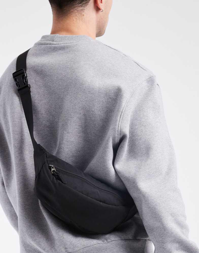 ASOS ASOS DESIGN nylon crossbody bum bag in black