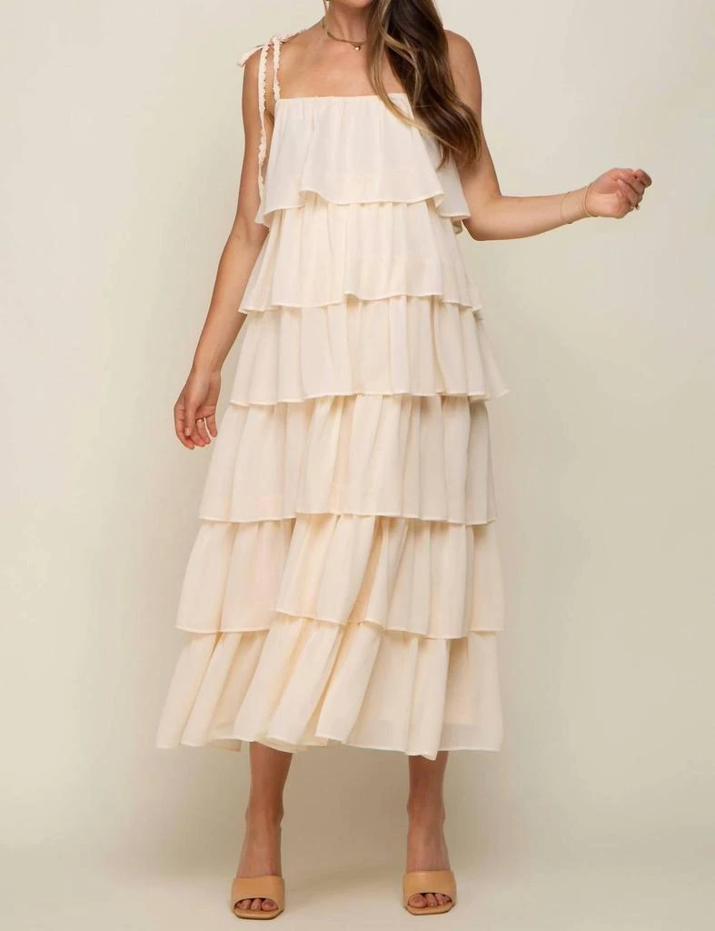 Shop Mable - Timeless Romance Ruffled Maxi Dress With Tie Straps on Sale at  BeyondStyle  Get 61% Off Mable - Timeless Romance Ruffled Maxi Dress With  Tie Straps with Limited-Time Flash