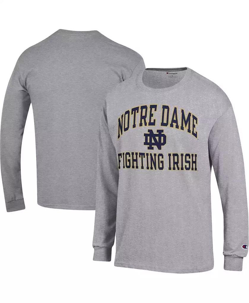CHAMPION Men's Heather Gray Notre Dame Fighting Irish High Motor Long Sleeve T-shirt
