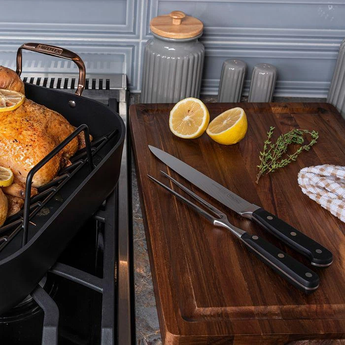Viking Roaster Set with Rack, 2-Piece Carving Set & Wireless Thermometer 4