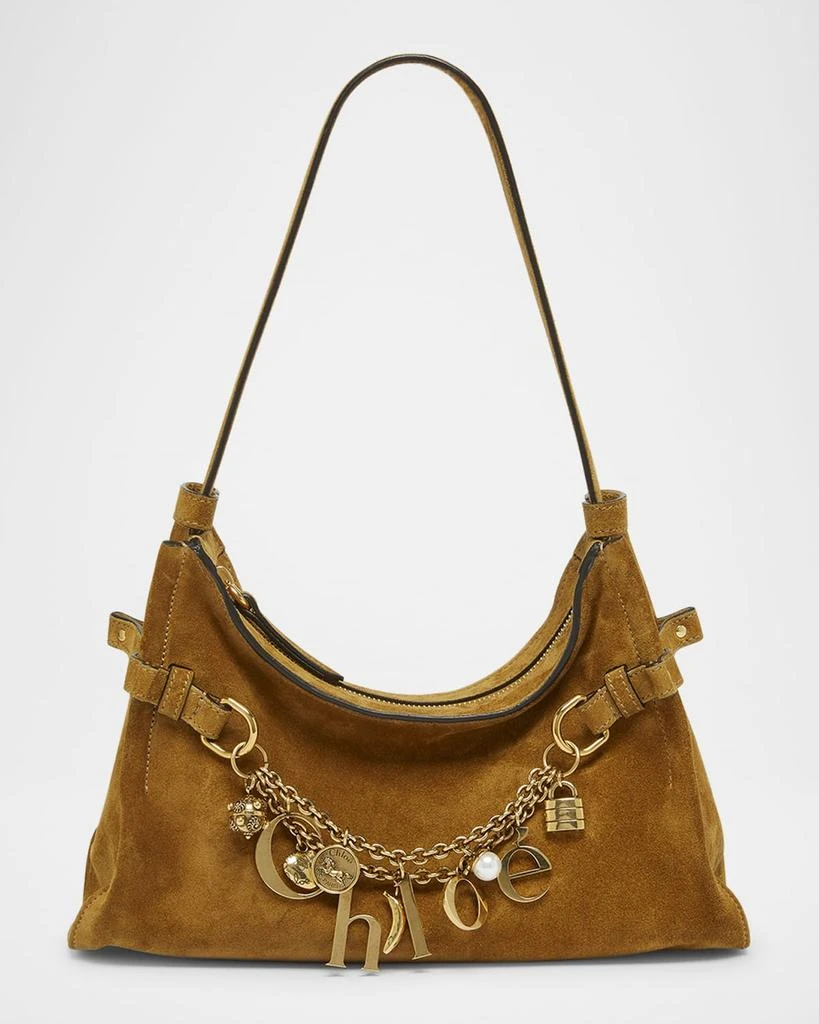 Chloé Logo Charm Hobo Bag in Suede