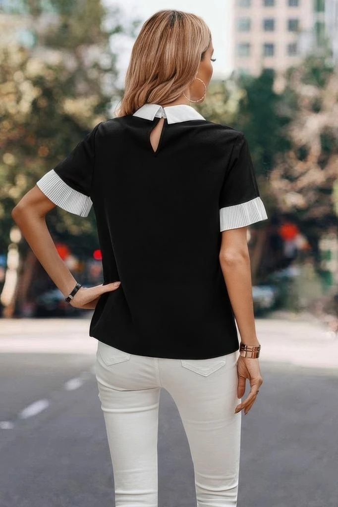 TRUEDAMES Peter Pan Ruffle Short Sleeves Blouse 5