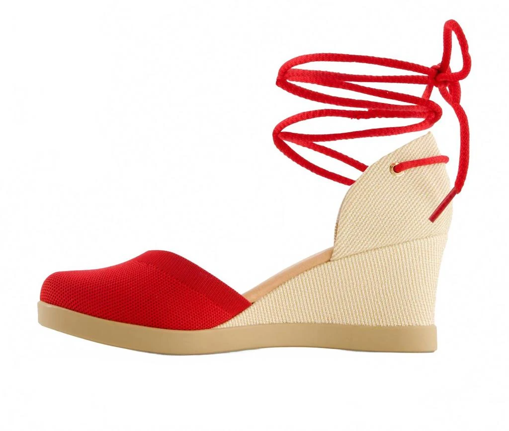 Andrea Women's Wedge Ankle And Calf Strap Espadrilles In Red 2