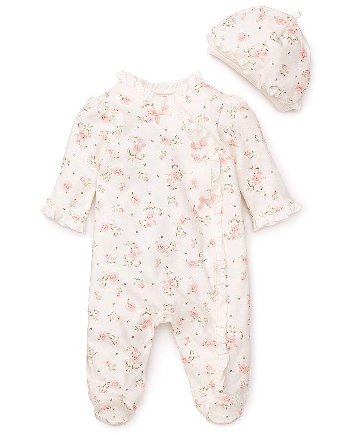 Little Me Girls' Vintage Rose Footie & Cap - Baby