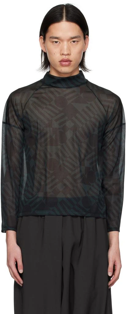 132 5. ISSEY MIYAKE Black & Green Graphic Turtleneck 1