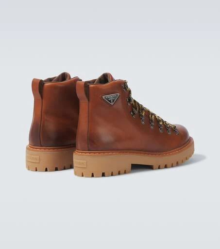 Prada Logo leather lace-up boots 6