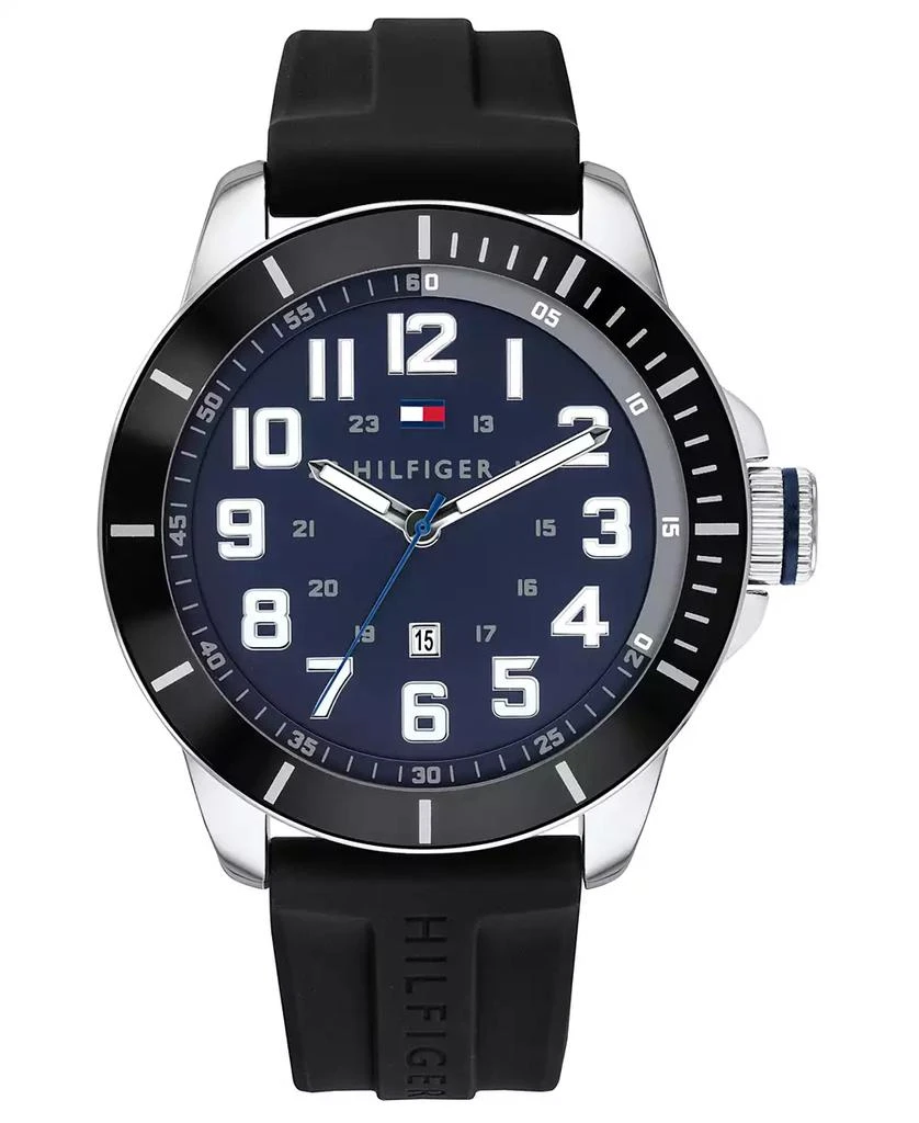 Tommy Hilfiger Men's Black Silicone Strap Watch 44mm, Created for Macy's 1