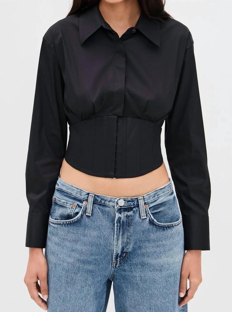 Alice + Olivia Alice + Olivia - cropped bustier button down blouse