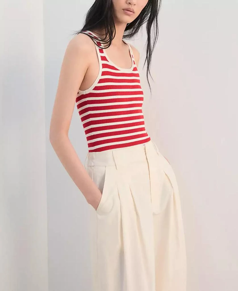 Mango Women
s Wide-Leg Cropped Pleated Pants 4