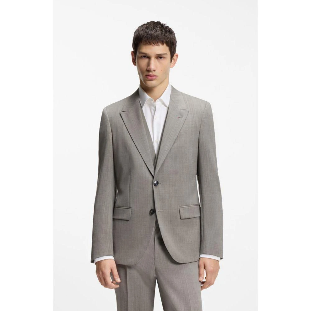Hugo Boss Three-piece slim-fit suit in wool-blend poplin 3