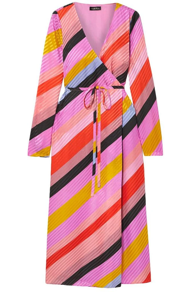 Stine Goya Striped silk-jacquard wrap dress 1
