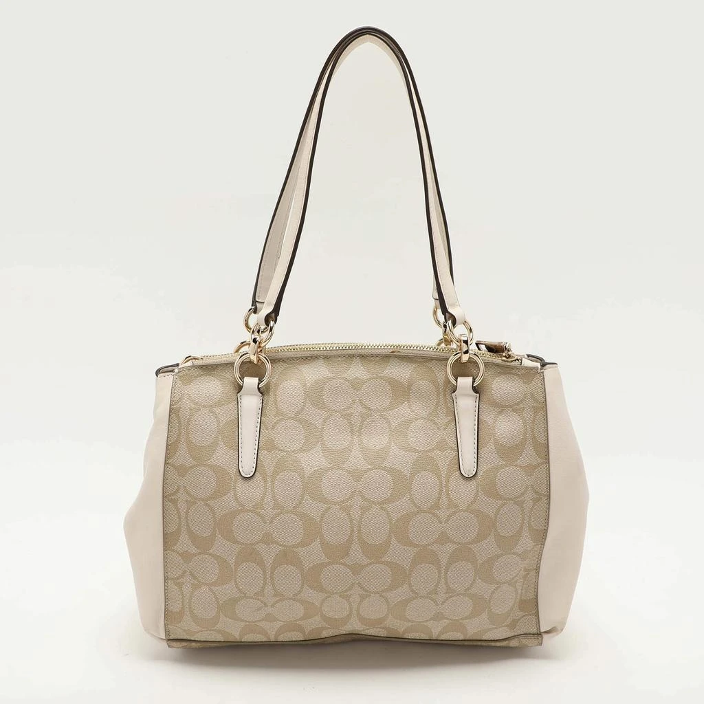 Coach Coach Beige/Off White Signature Coated Canvas and Leather Christie Carryall Satchel 4